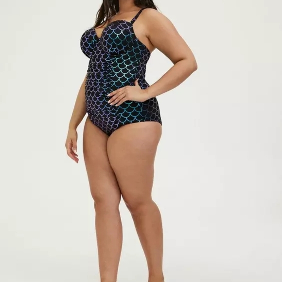 torrid Other - Mermaid Scale Slim Fix Underwire One Piece Swimsuit | Strappy Back Plus Size 4X